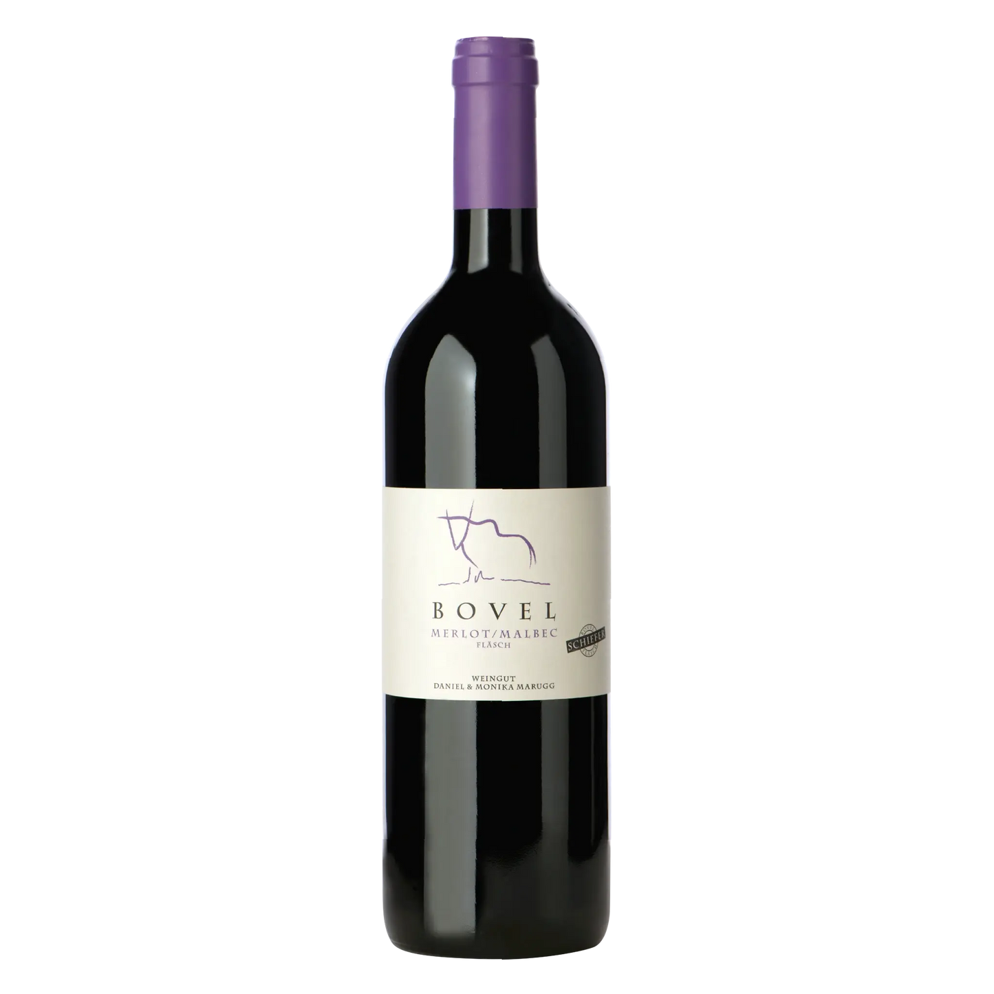 Merlot Malbec Schiefer – Flasche freigestellt, Weingut Marugg, kraftvolle Cuvée aus Fläsch