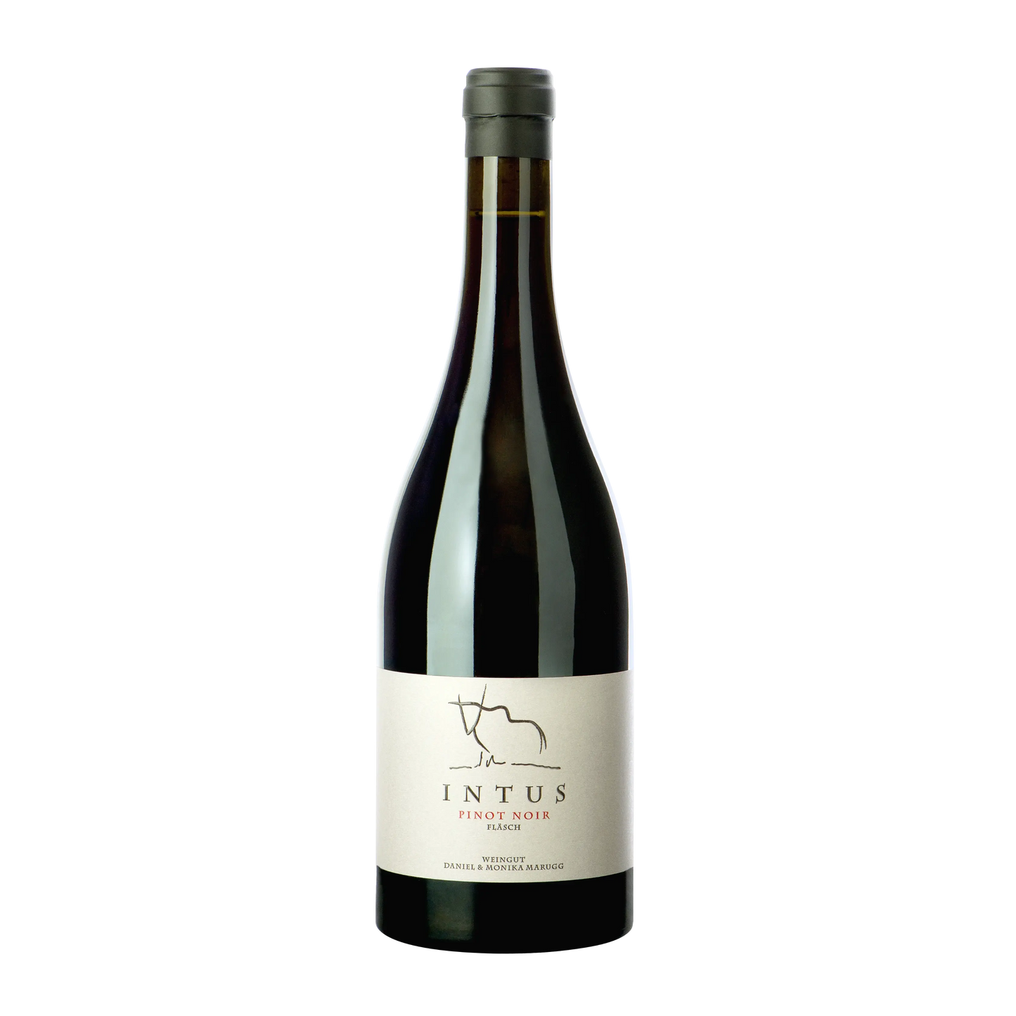 Pinot Noir Intus – Flasche freigestellt, Weingut Marugg, Fläsch